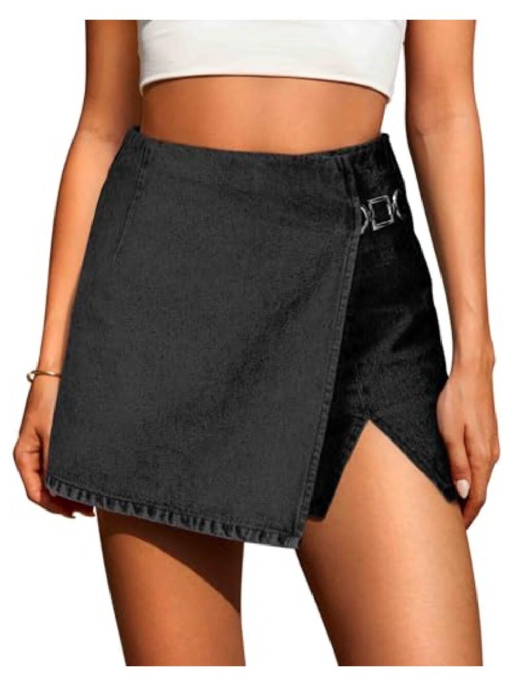 Denim Skort Womens High Waisted Jean Skirt with Built in Shorts Y2K Mini